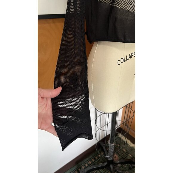 ALEXANDER WANG Sheer Mesh Net crop Top sweater pullover black Sz S - Picture 5 of 12